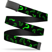 Black Buckle Web Belt - Question Mark Scattere2 Black/Neon Green Webbing Web Belts DC Comics   