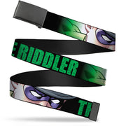Web Belt Blank Black Buckle - THE RIDDLER/Face CLOSE-UP Black/Green Webbing Web Belts DC Comics   