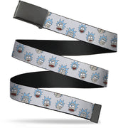 Black Buckle Web Belt - Rick & Morty Rick Expressions Scattered Gray Webbing Web Belts Rick and Morty   