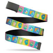 Web Belt Blank Black Buckle - Rick and Morty Smith Family Cell Face Blocks Multi Color Webbing Web Belts Rick and Morty   