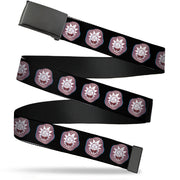 Web Belt Blank Black Buckle - Rick and Morty Rick Vaporwave Bullseye Black/Blue/Red/White Webbing Web Belts Rick and Morty   