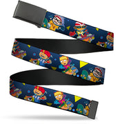 Web Belt Blank Black Buckle - Rocket Power 4-Character Action Poses/Shapes Cool Gray/Multi Color Webbing Web Belts Rocket Power