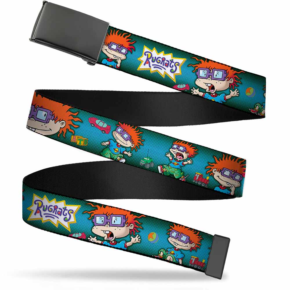 Black Buckle Web Belt - RUGRATS Chuckie Poses Webbing Web Belts Rugrats
