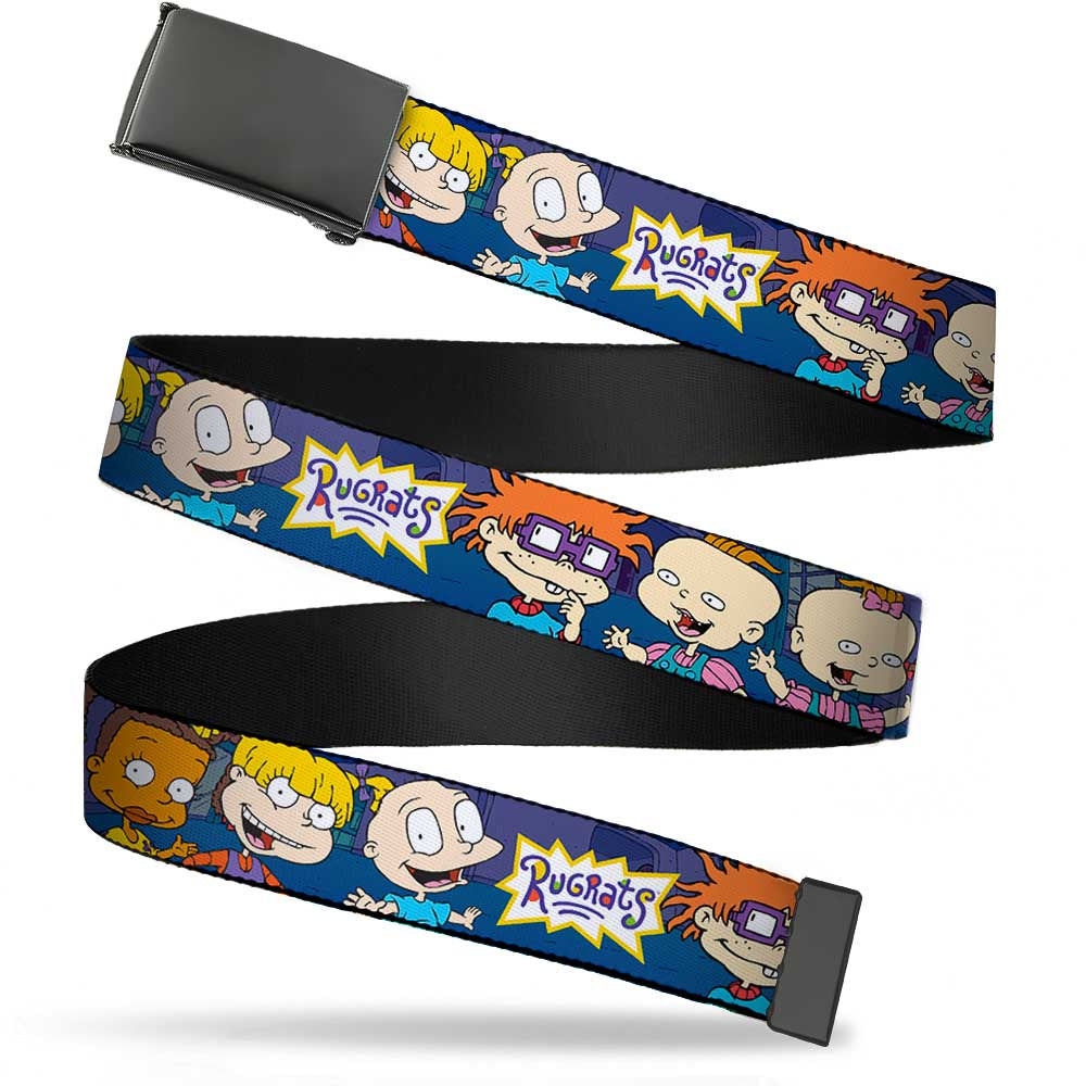 Web Belt Blank Black Buckle - RUGRATS Group Pose Webbing Web Belts Rugrats