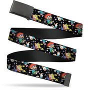 Black Buckle Web Belt - Rugrats 3-Characters in Space Scattered Black Webbing Web Belts Rugrats