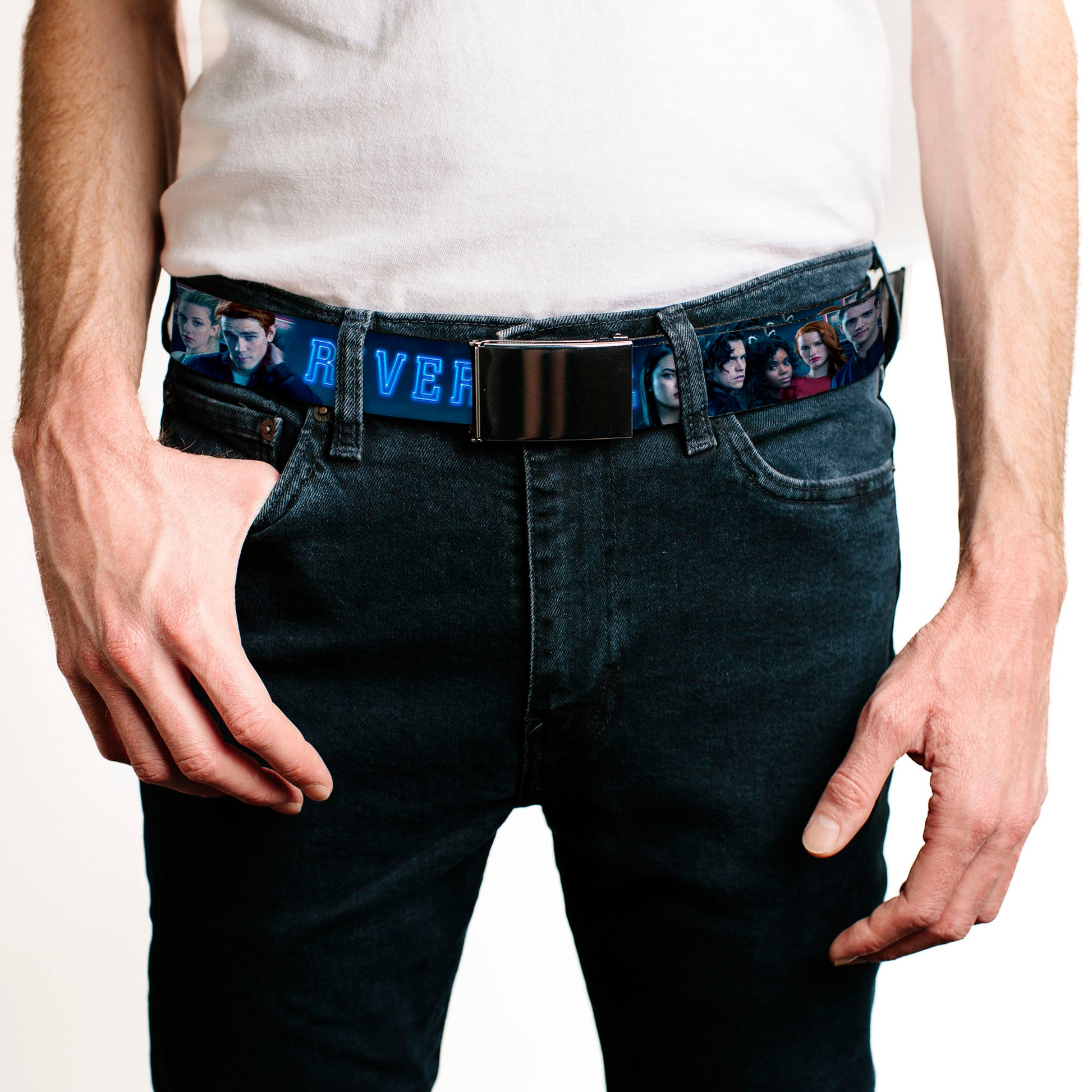 Black Buckle Web Belt - RIVERDALE 7-Character Group Pose Blues Webbing Web Belts Riverdale   