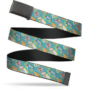 Web Belt Blank Black Buckle - Scooby Doo School Spirit Icons Collage Blue Webbing Web Belts Scooby Doo   
