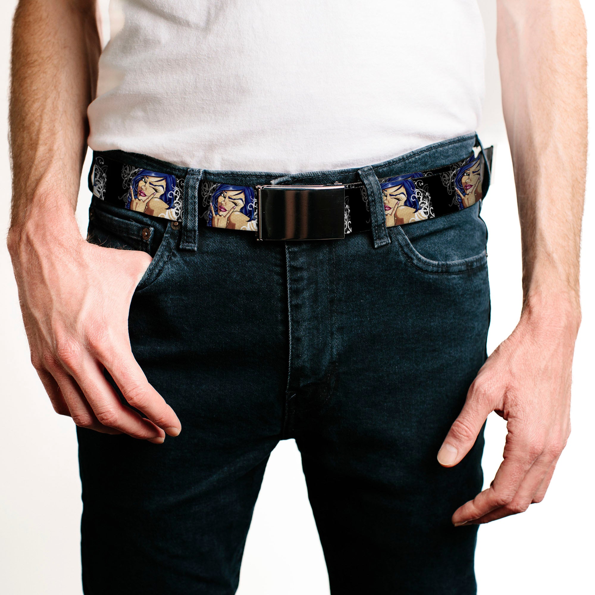 Web Belt Blank Black Buckle - Rock & Roll Ink Webbing Web Belts Sexy Ink Girls
