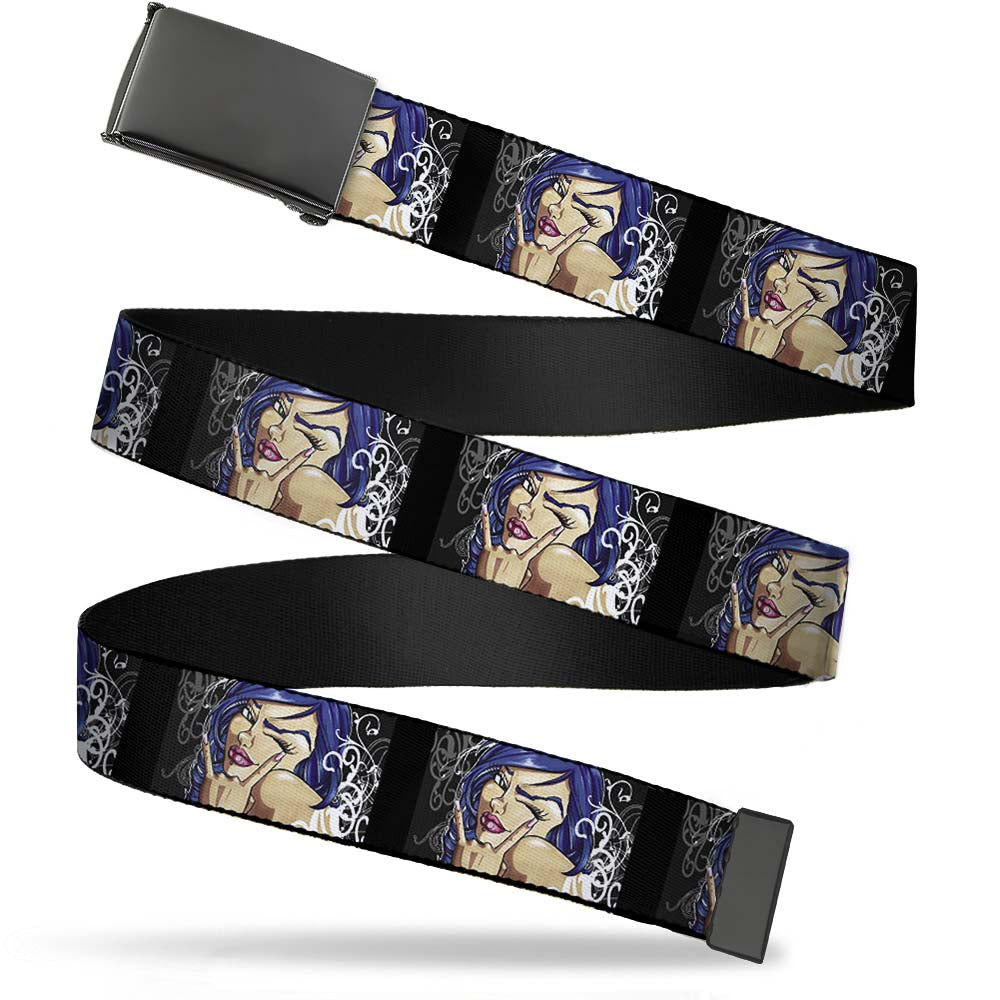 Black Buckle Web Belt - Rock & Roll Ink Webbing Web Belts Sexy Ink Girls   