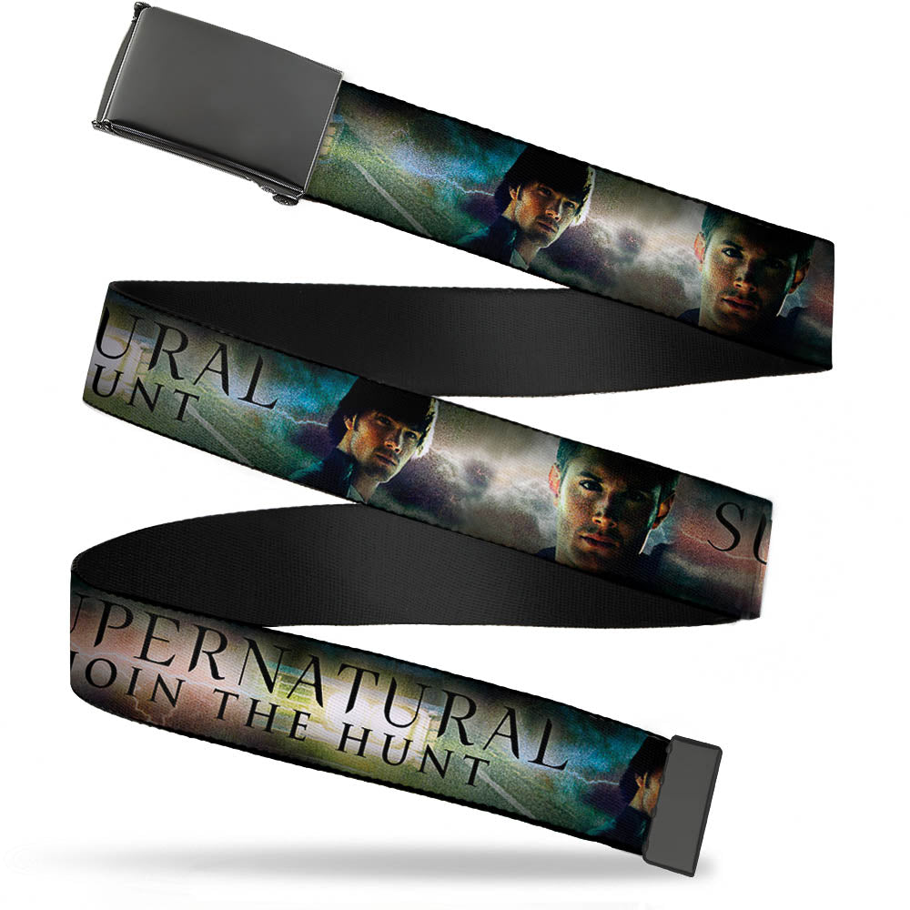 Black Buckle Web Belt - SUPERNATURAL-JOIN THE HUNT/Winchester Brothers Clouds Webbing Web Belts Supernatural   