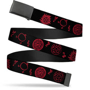 Black Buckle Web Belt - Supernatural Symbols Scattered Black/Red Webbing Web Belts Supernatural   