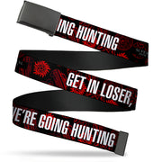 Black Buckle Web Belt - Supernatural GET IN LOSER, WE'RE GOING HUNTING/Symbols Scattered Black/Red/White Webbing Web Belts Supernatural   