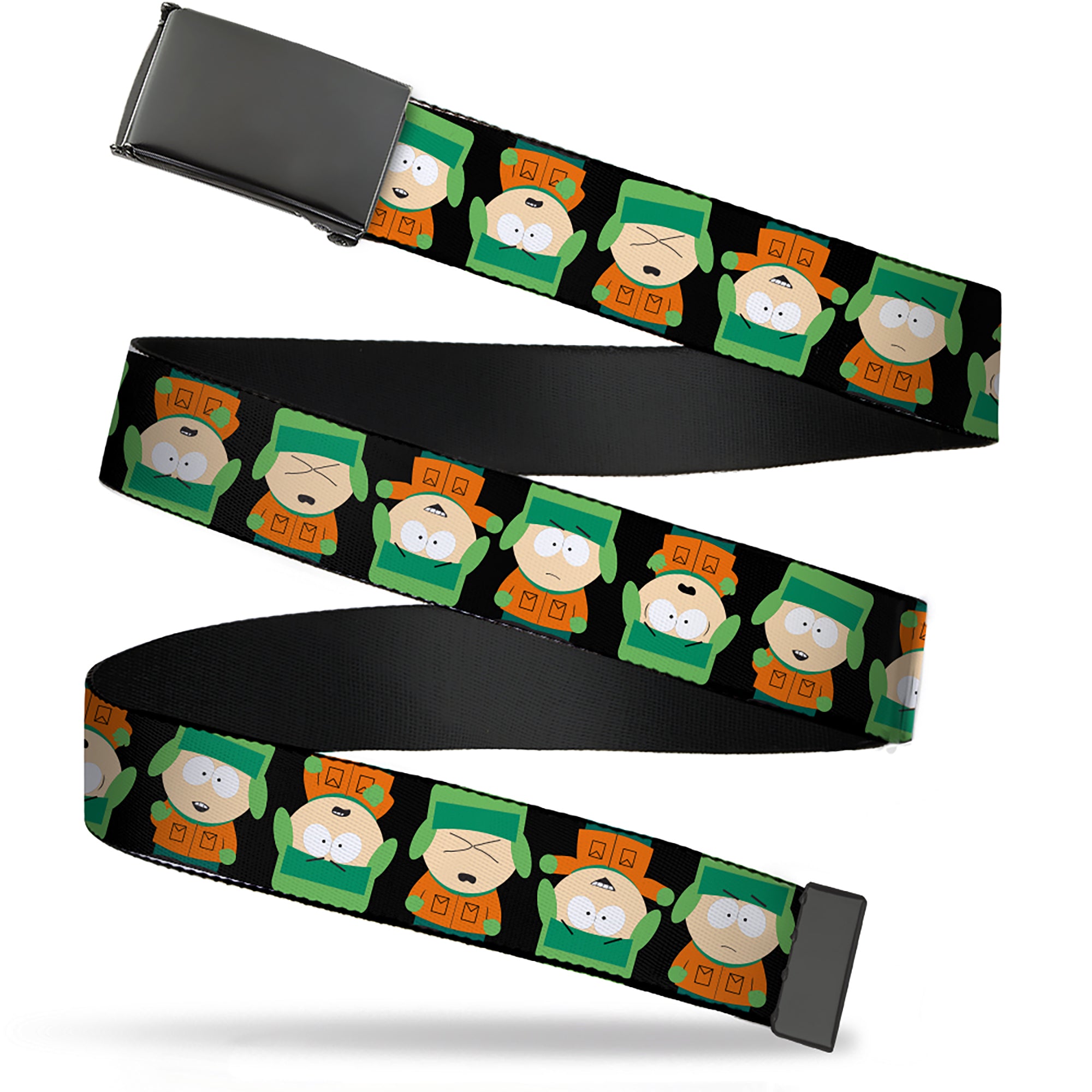 Web Belt Blank Black Buckle - South Park Kyle Flip Poses Black Webbing Web Belts South Park