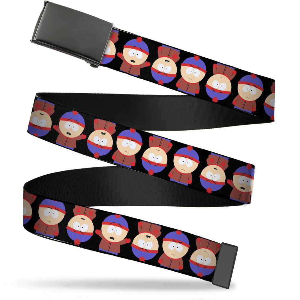 Web Belt Blank Black Buckle - South Park Stan Flip Poses Black Webbing Web Belts South Park