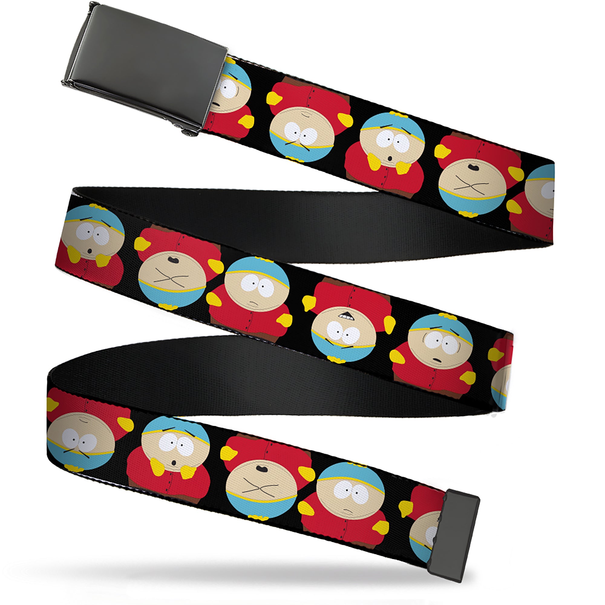 Web Belt Blank Black Buckle - South Park Cartman Flip Poses Black Webbing Web Belts South Park