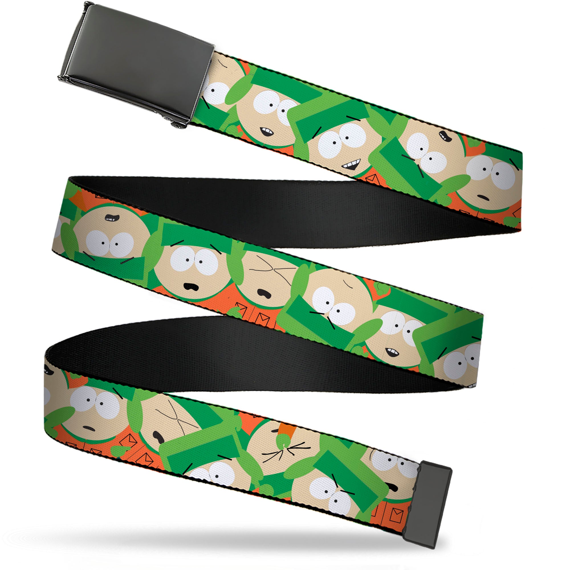 Web Belt Blank Black Buckle - South Park Kyle Expressions Scattered Green Webbing Web Belts South Park