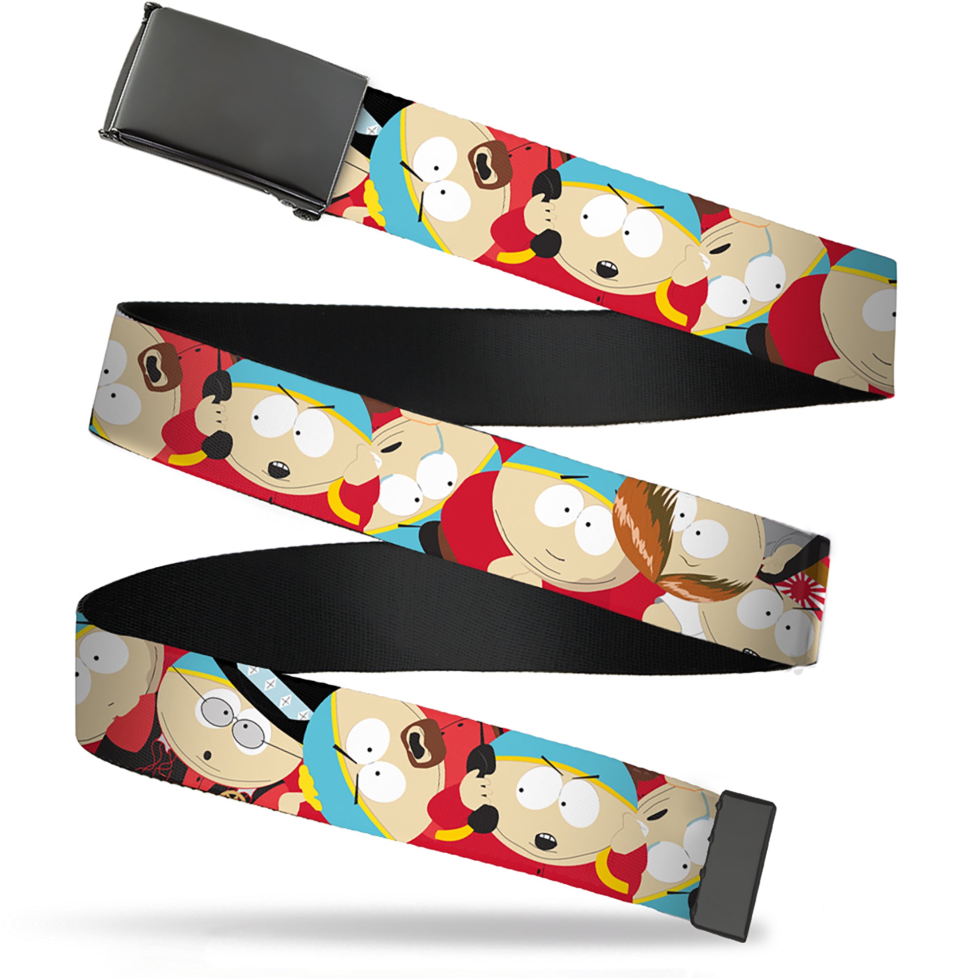 Web Belt Blank Black Buckle - South Park Cartman Expressions Stacked Webbing Web Belts South Park