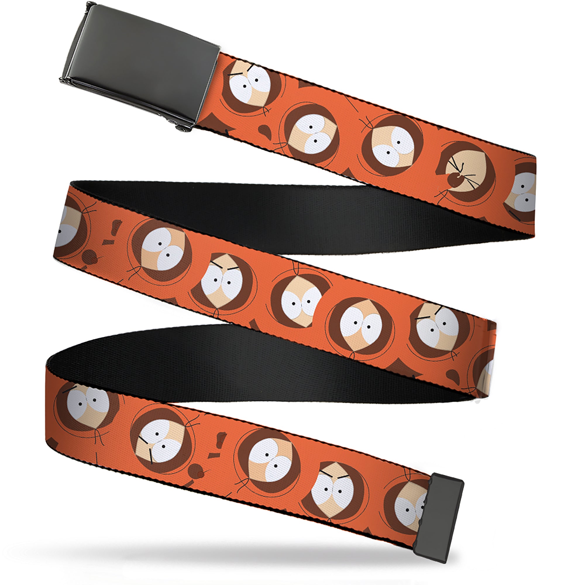 Web Belt Blank Black Buckle - South Park Kenny Expressions Stacked Orange Webbing Web Belts South Park