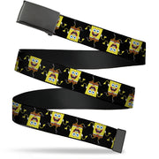 Black Buckle Web Belt - SpongeBob Wavy Arm Pose Flip Black Webbing Web Belts SpongeBob SquarePants