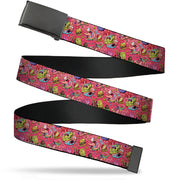 Web Belt Blank Black Buckle - SpongeBob Funky Character Swirl Collage Pinks Webbing Web Belts SpongeBob SquarePants