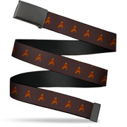 Web Belt Blank Black Buckle - Star Trek Starfleet Flying Phoenix Insignia Maroon/Red/Orange Webbing Web Belts Star Trek