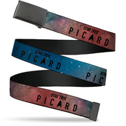 Web Belt Blank Black Buckle - STAR TREK PICARD Title Logo Galaxy/Black Webbing Web Belts Star Trek