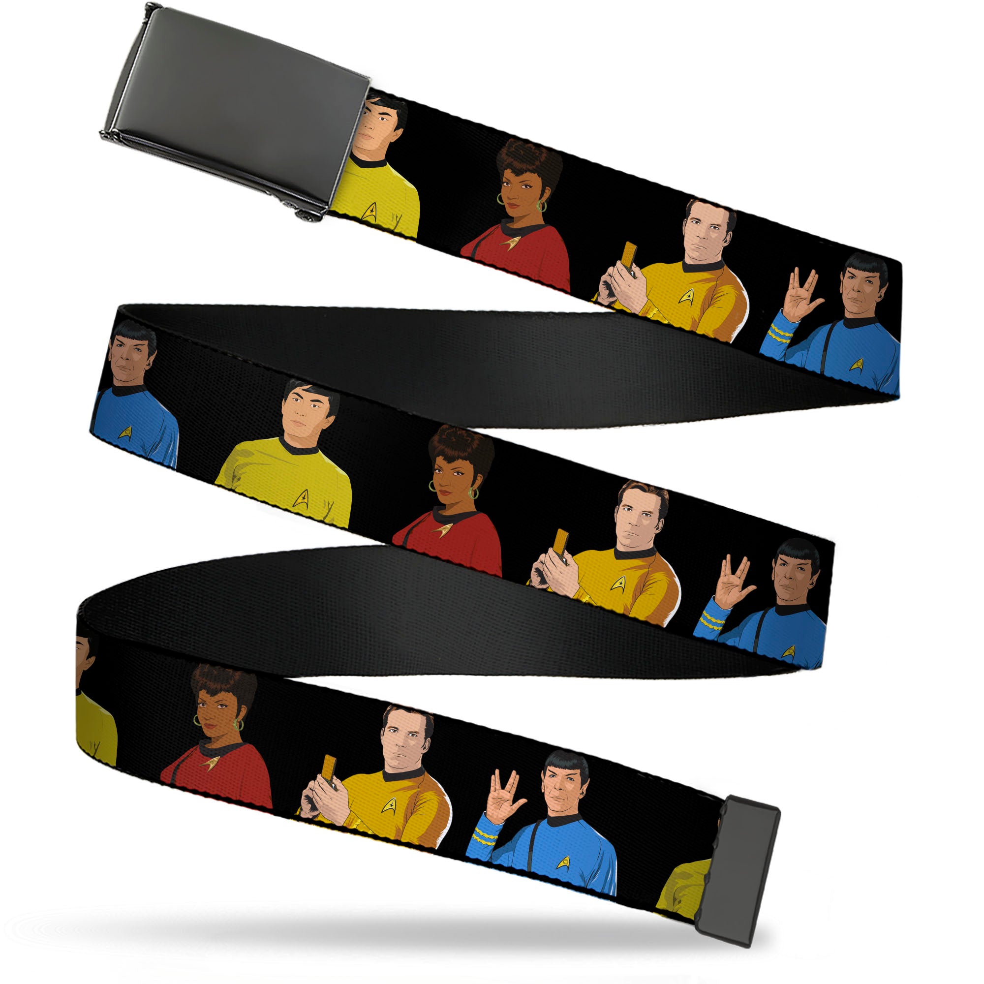 Web Belt Blank Black Buckle - Star Trek Original Series Four Crew Member Group Black Webbing Web Belts Star Trek