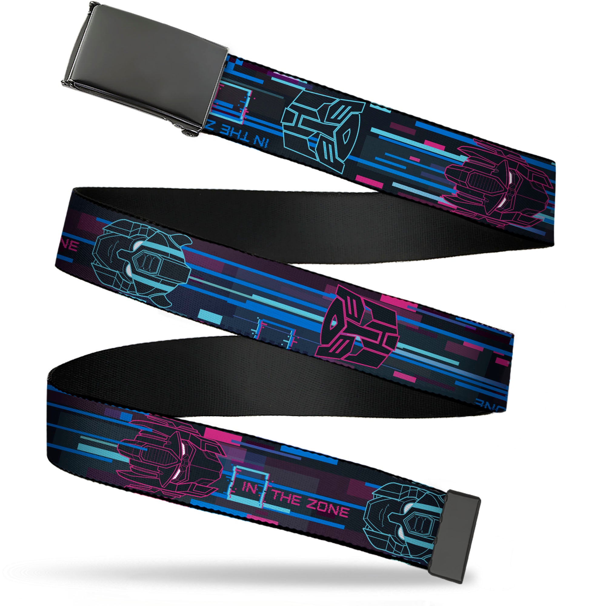 Web Belt Blank Black Buckle - Transformers Autobots IN THE ZONE Icons Blues/Reds Webbing Web Belts Transformers