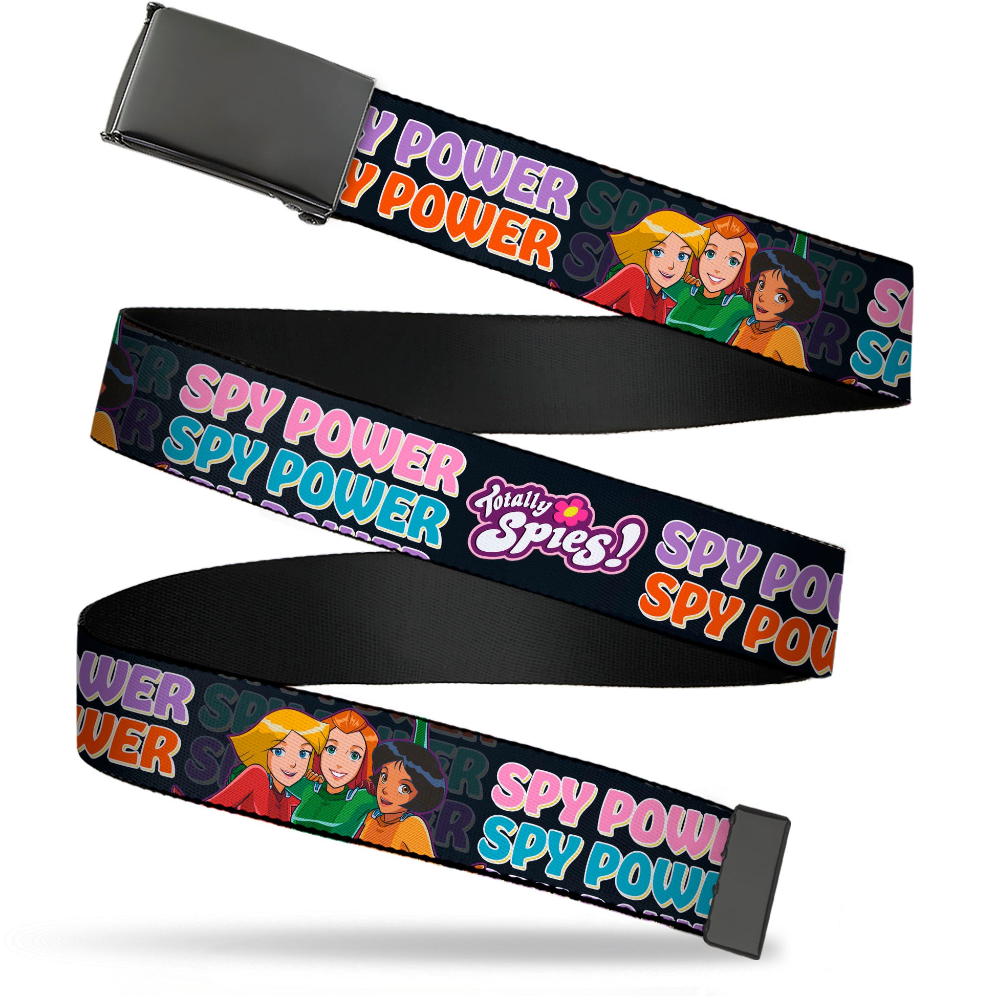 Web Belt Blank Black Buckle - TOTALLY SPIES SPY POWER Group Pose Black/Multi Color Webbing Web Belts Totally Spies!