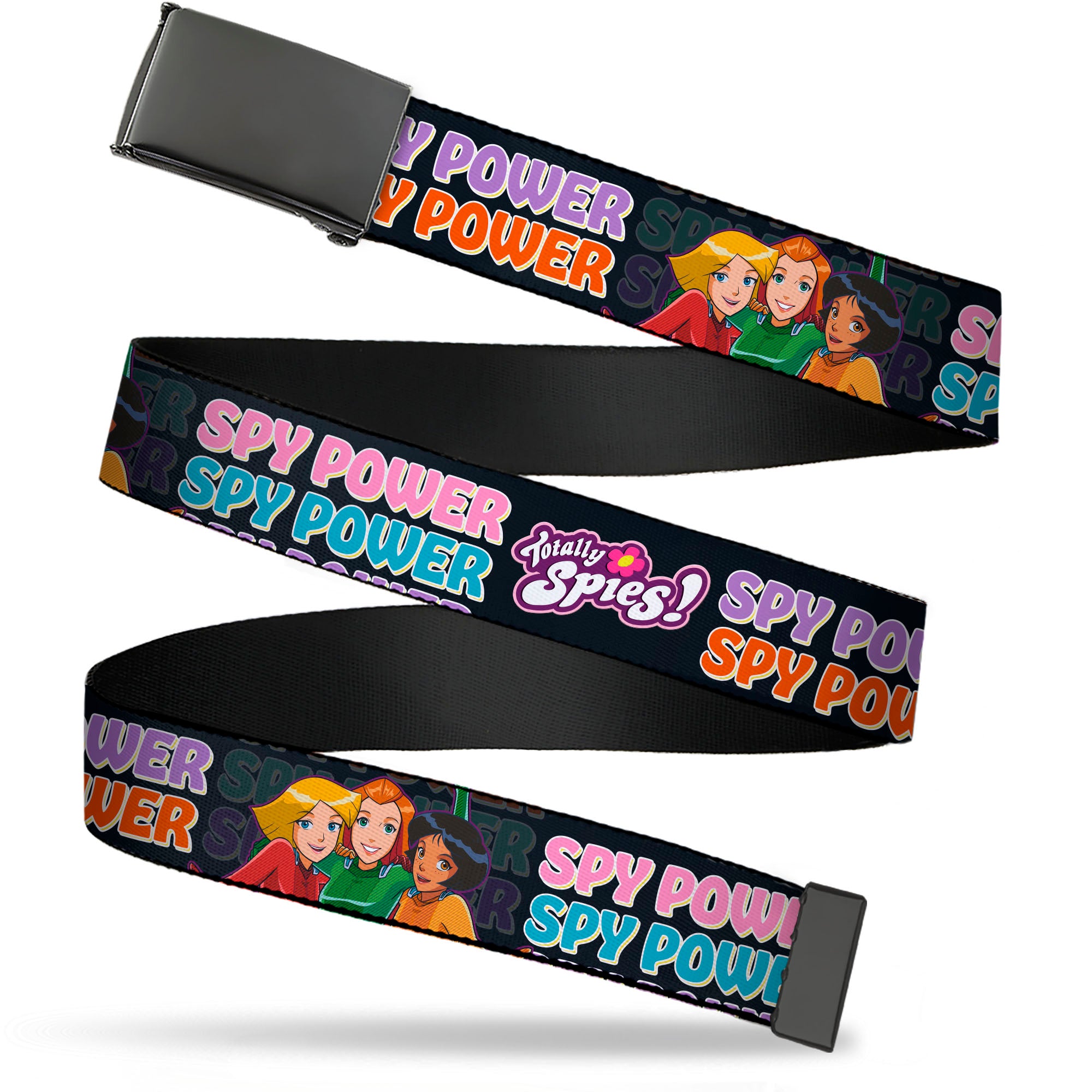 Web Belt Blank Black Buckle - TOTALLY SPIES SPY POWER Group Pose Black/Multi Color Webbing Web Belts Totally Spies!