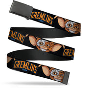Web Belt Blank Black Buckle - GREMLINS 1984 Gizmo Face Close-Up Black Webbing Web Belts Gremlins