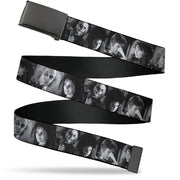 Web Belt Blank Black Buckle - Beetlejuice Character Face Blocks Black/White Webbing Web Belts Beetlejuice