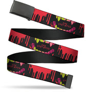 Web Belt Blank Black Buckle - THE LOST BOYS Teeth Fangs Close-Up Title Logo Black/Reds/Yellows Webbing Web Belts The Lost Boys