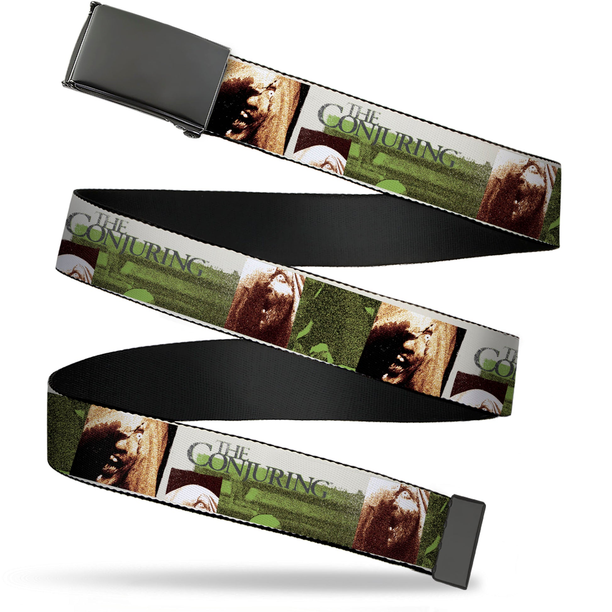 Web Belt Blank Black Buckle - THE CONJURING Possession Scenes and Title Logo Webbing Web Belts The Conjuring