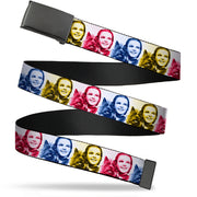 Web Belt Blank Black Buckle - The Wizard of Oz Dorothy and Toto Pose Blocks Blues/Yellows/Reds Webbing Web Belts The Wizard of Oz