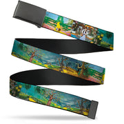 Web Belt Blank Black Buckle - The Wizard of Oz Yellow Brick Road Scenes Webbing Web Belts The Wizard of Oz