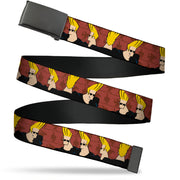 Web Belt Blank Black Buckle - Johnny Bravo Pose Turns Browns Webbing Web Belts Johnny Bravo