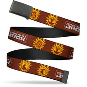 Web Belt Blank Black Buckle - SAMURAI JACK Title Logo and Icons Red/Orange/White Webbing Web Belts Samurai Jack