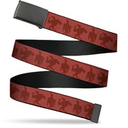 Web Belt Blank Black Buckle - Johnny Bravo Pose Turn Silhouettes Reds Webbing Web Belts Johnny Bravo