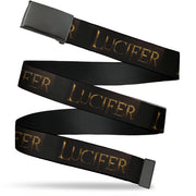 Web Belt Blank Black Buckle - LUCIFER Title Logo Black/Gold Webbing Web Belts Lucifer