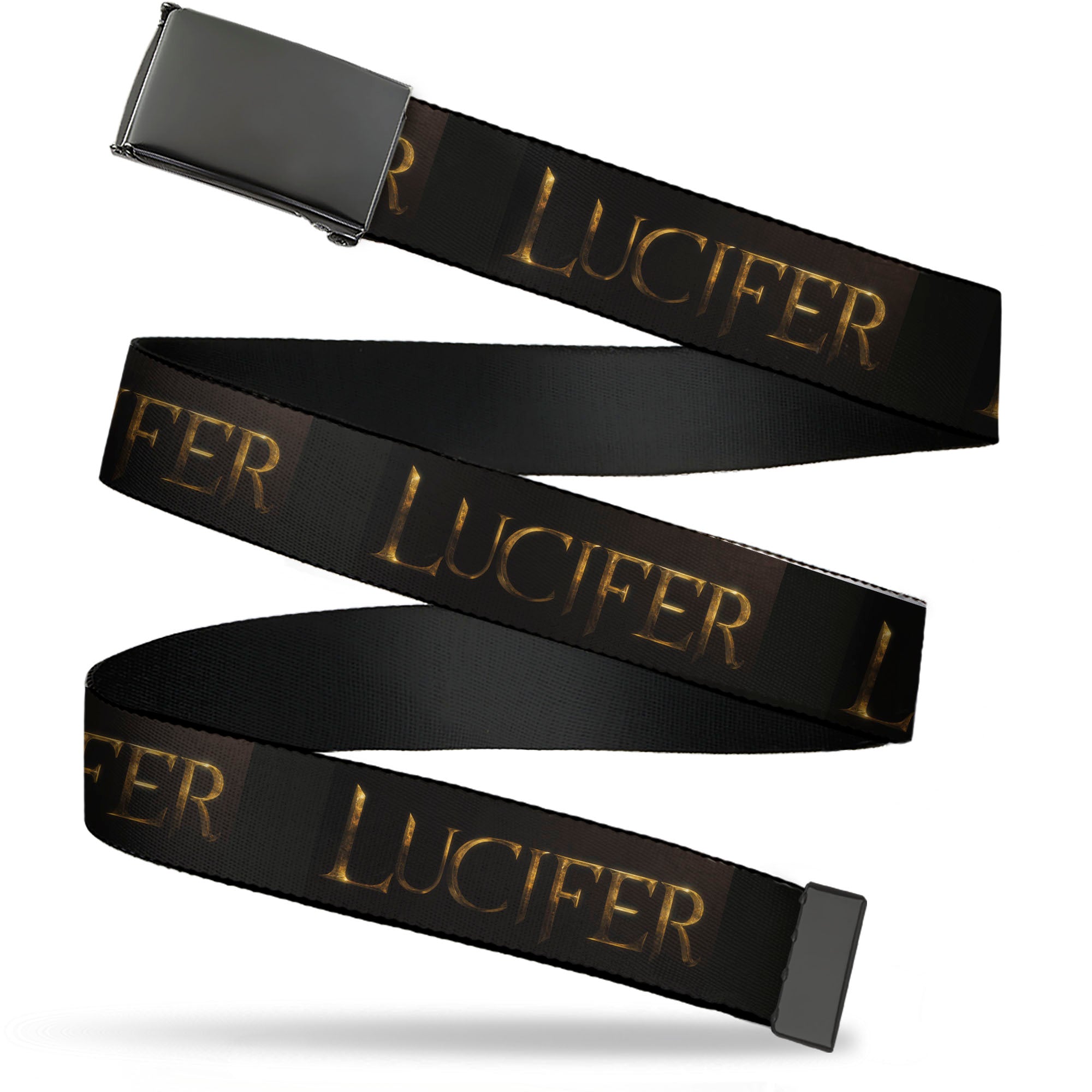Web Belt Blank Black Buckle - LUCIFER Title Logo Black/Gold Webbing Web Belts Lucifer