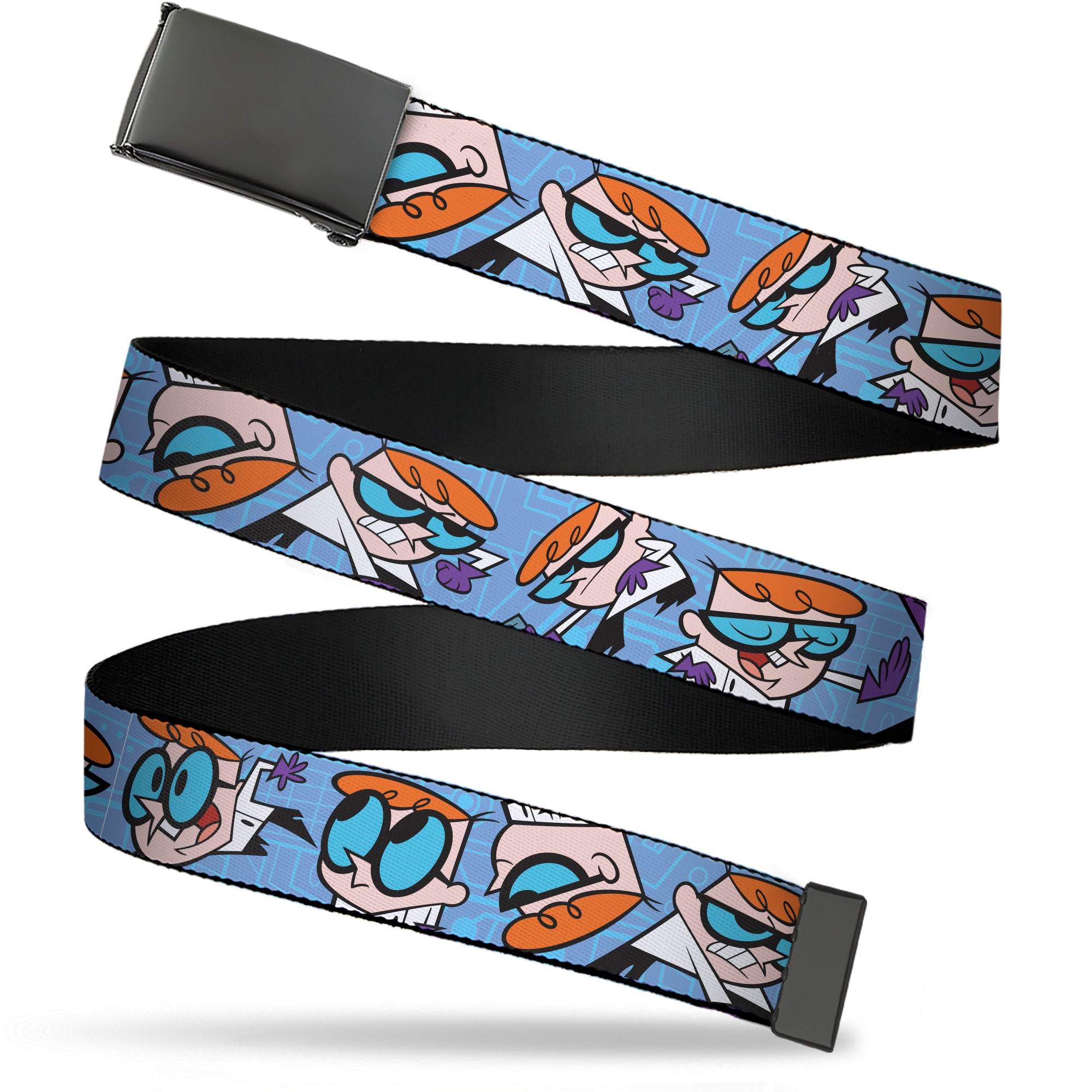 Web Belt Blank Black Buckle - Dexter's Laboratory Dexter Poses Blues Webbing Web Belts Dexter's Laboratory