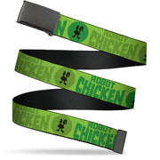 Web Belt Blank Black Buckle - ROBOT CHICKEN Title Logo and Chicken Silhouette Bullseye Greens Webbing Web Belts Robot Chicken