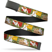 Web Belt Blank Black Buckle - SAMURAI JACK Title Logo and Action Pose Scenes Greens/Brown Webbing Web Belts Samurai Jack