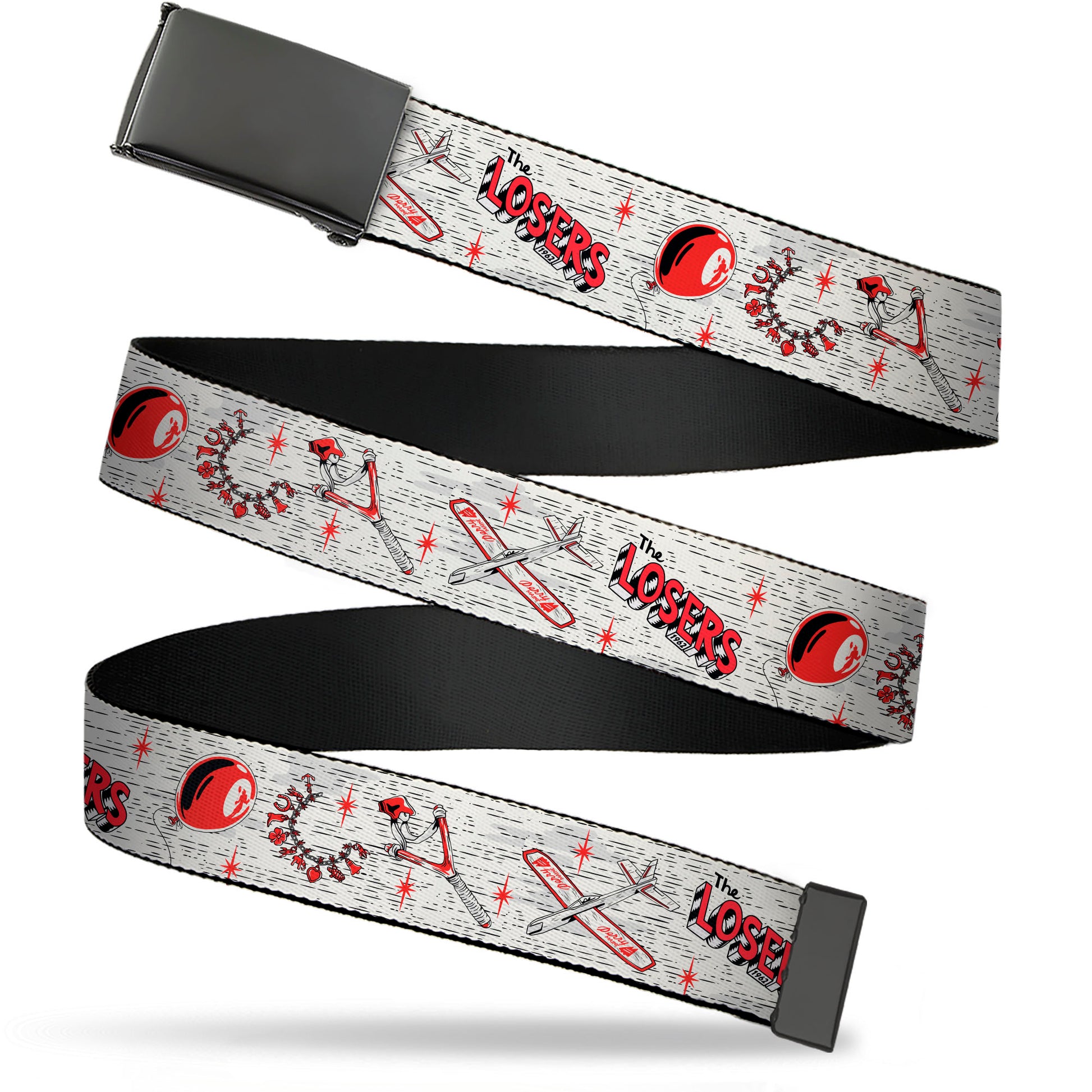 Web Belt Blank Black Buckle - IT Welcome to Derry Icons Collage White/Black/Red Webbing Web Belts IT