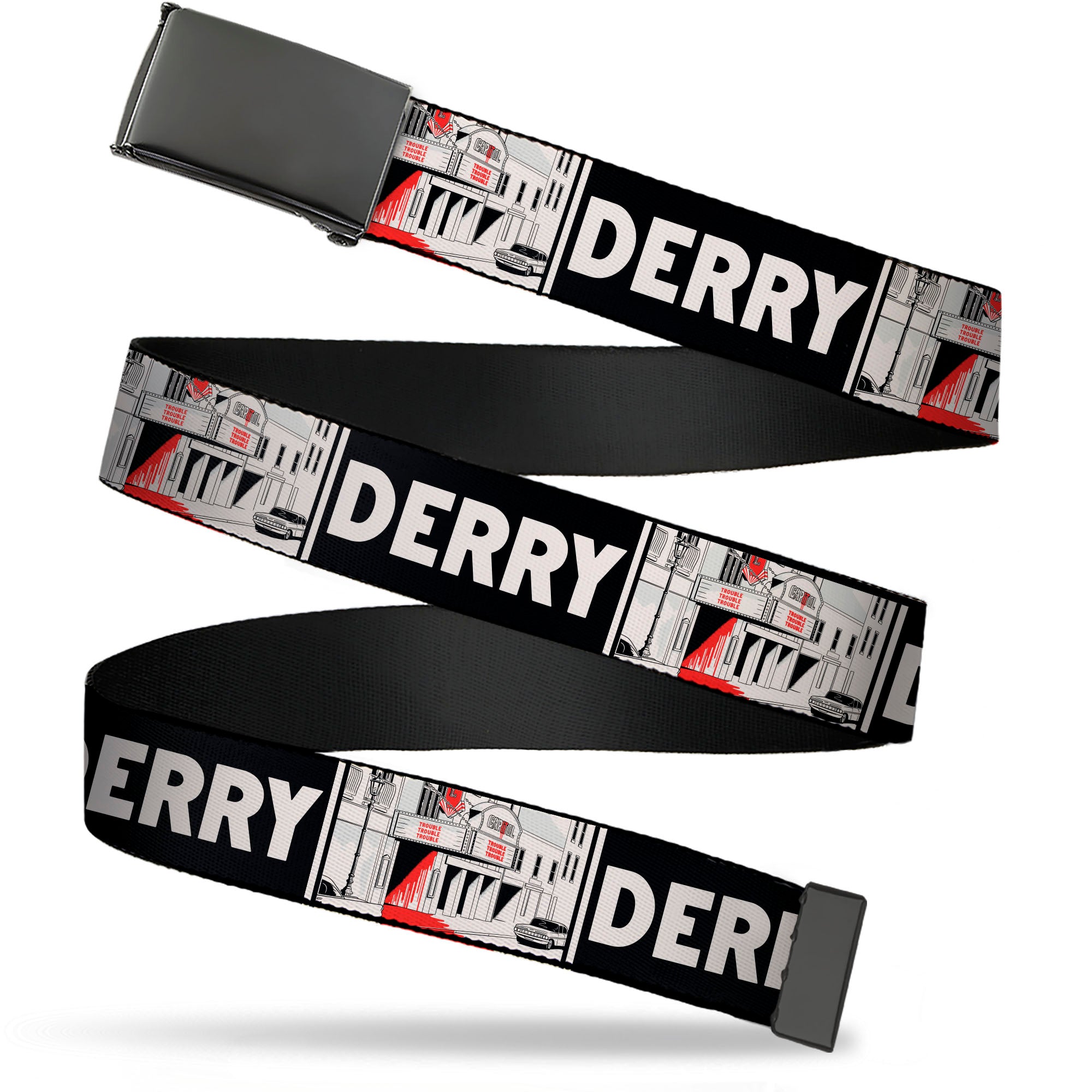 Web Belt Blank Black Buckle - IT Welcome to Derry Vintage Movie Theatre Scene Black/White Webbing Web Belts IT