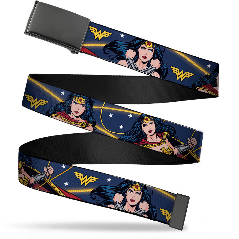 Buckle Down Wonder Woman Seatbelt Belt - 1.5 Inch Wide, Infinitely Adjustable (Size XL)