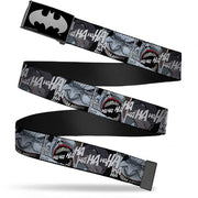 Adjustable Belt, Clamp Buckle, Cut-to-Fit, Joker Laughing Close Up Black White