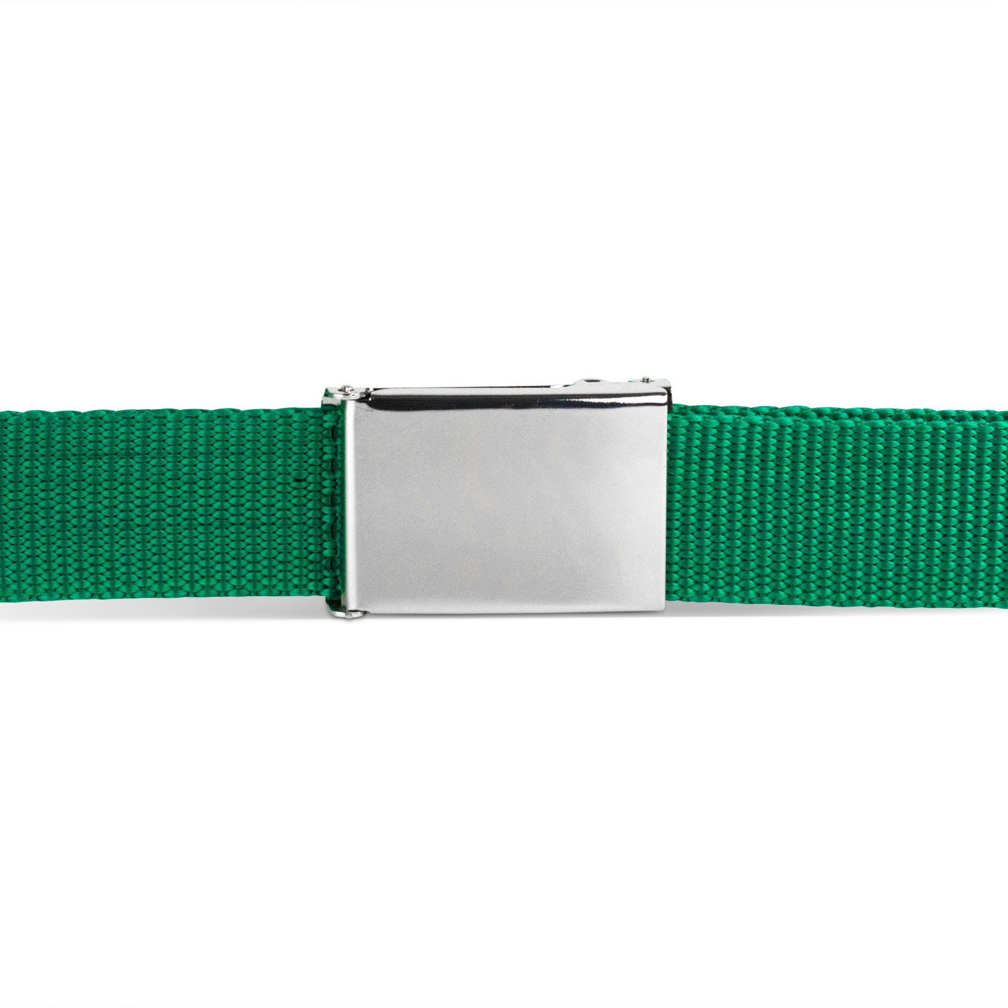 Web Belt Blank Chrome Buckle - Green Webbing