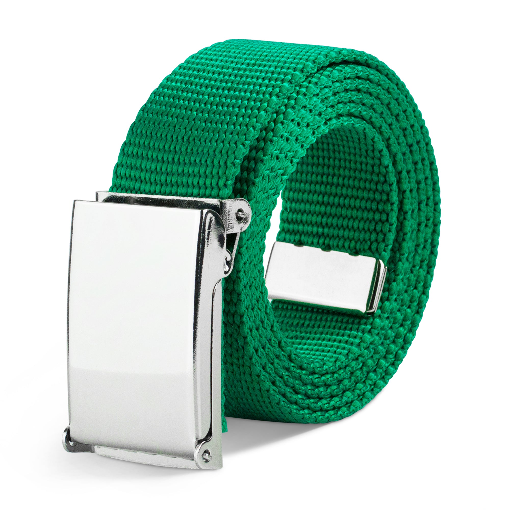 Web Belt Blank Chrome Buckle - Green Webbing